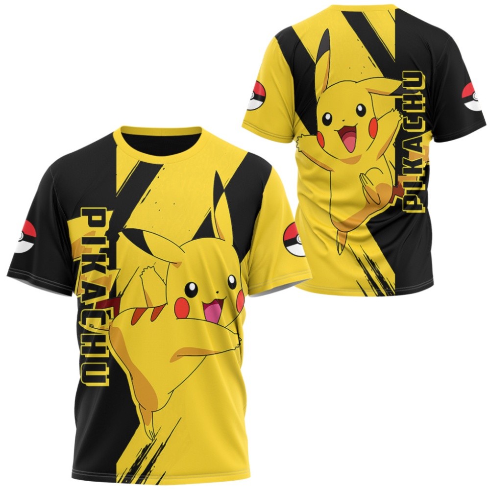 Pokemon Pikachu Print Short-sleeved T-shirt Men's Couple Wear Men's and ...