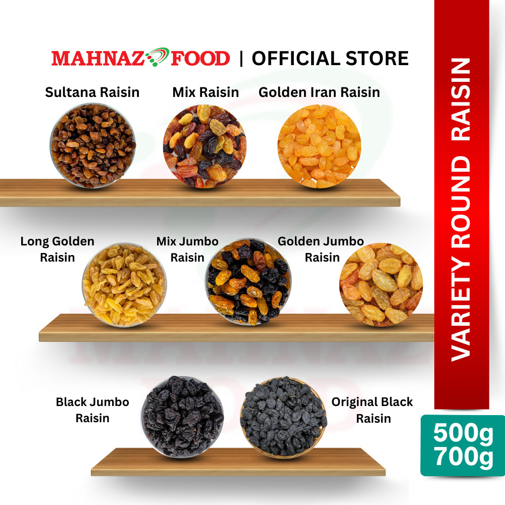 Mahnaz Food Variety Raisins Round Container 500g – 700g | Premium Snack ...