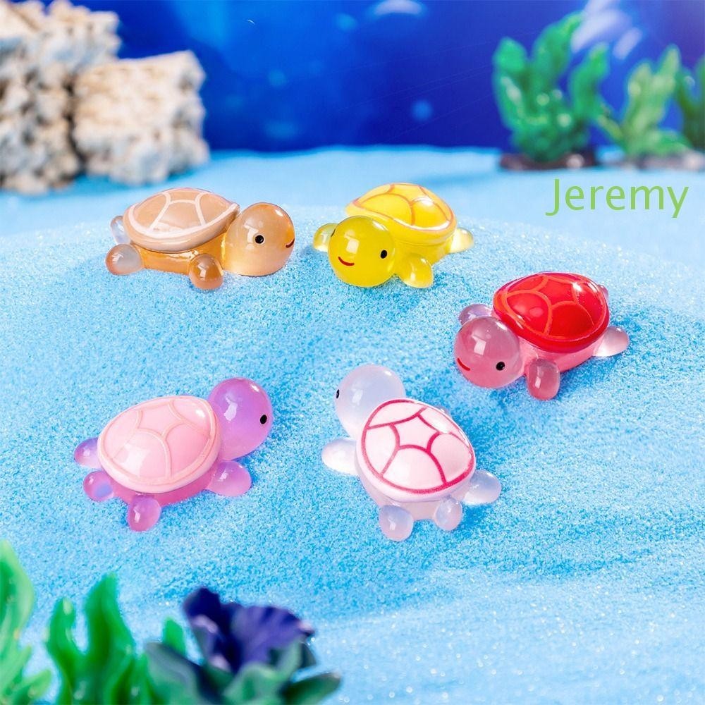 JEREMY1 Turtle Figurines Miniatures, Resin Crafts Cartoon Mini Luminous ...