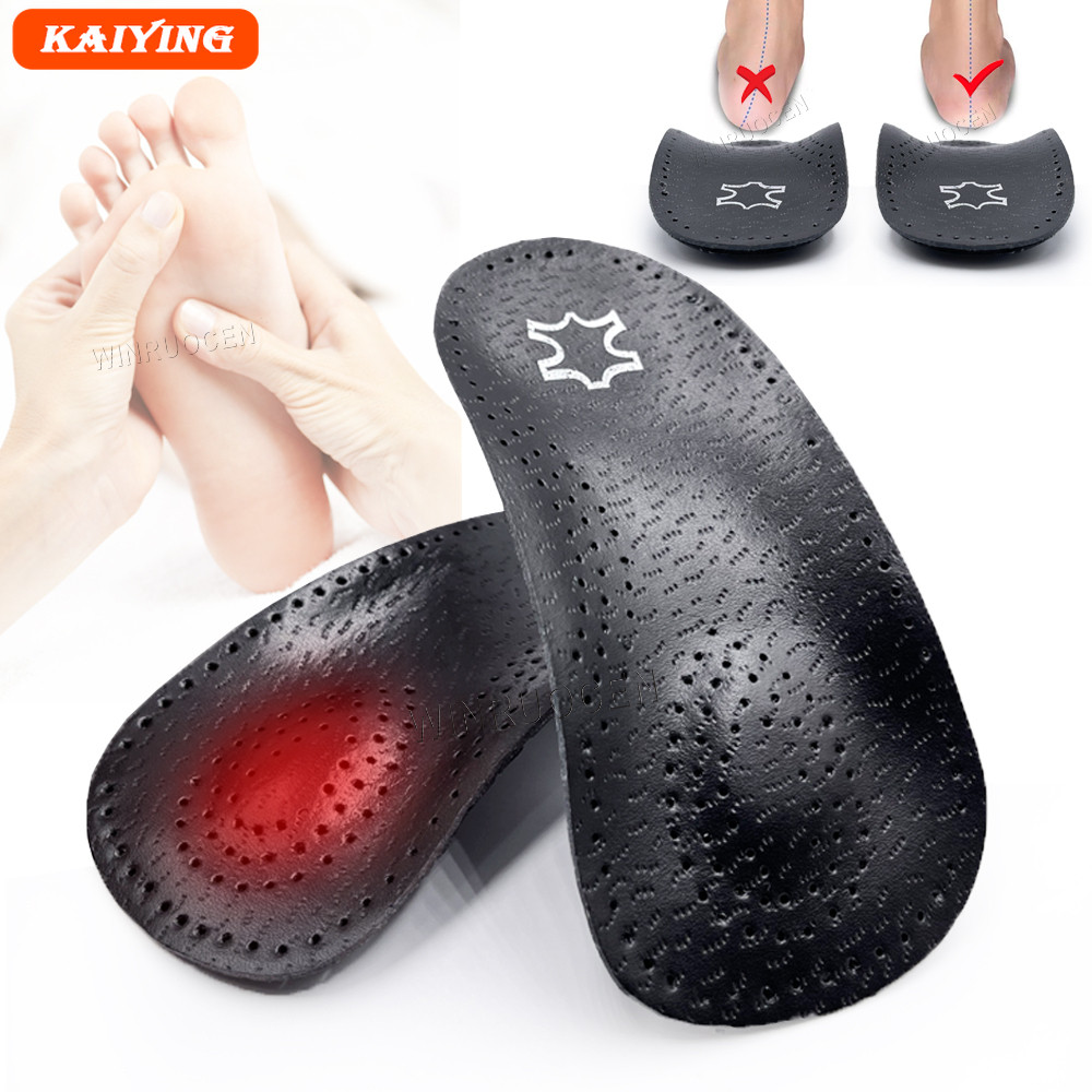 3/4 Leather Orthotic Insole arch support Flat Feet Heel Pain Half Pad  Movement Damping Cushion Padding Insole sole Insert