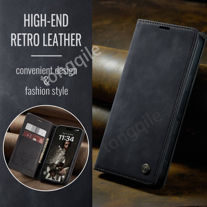 Flip Case For iPhone 16 Pro Max Plus iPhone16 i16 5G 2024 Leather Phone