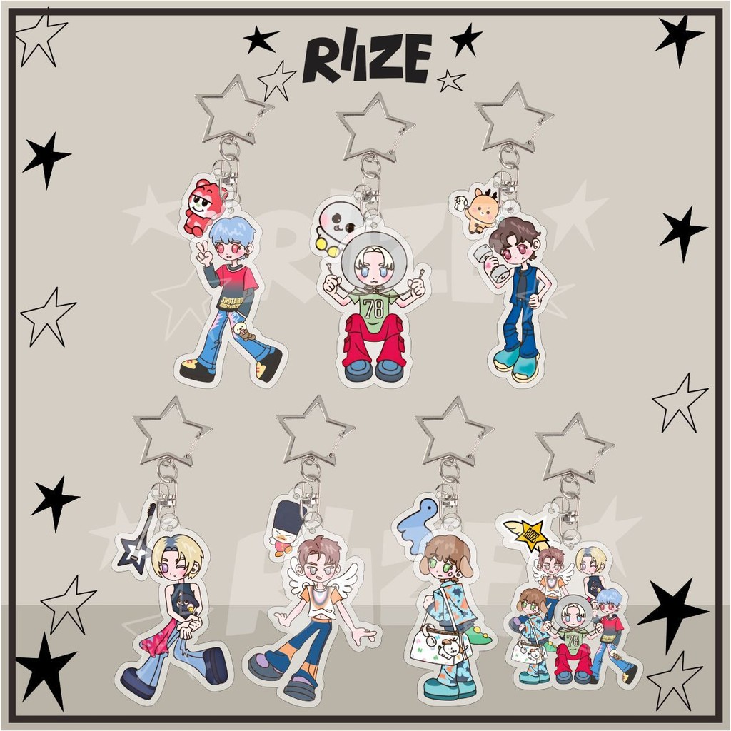 Kpop Idol RIIZE Cute Cartoon Characters Key Ring Acrylic Keychain ...