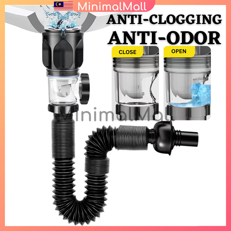 Flexible Drainage Outlet Pipe Prevent Clogging Set for Kitchen Bathroom