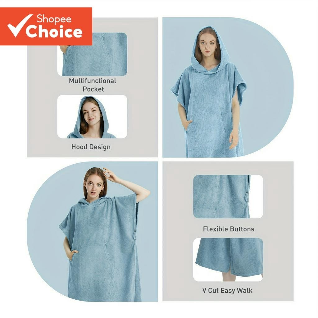 A solid color microfiber beach bathrobe with pockets swimming towel ...