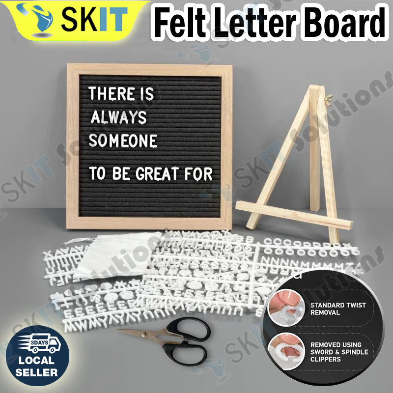 Felt Letter Board Kit Wooden Frame Alphabet Message Sign Table Display ...