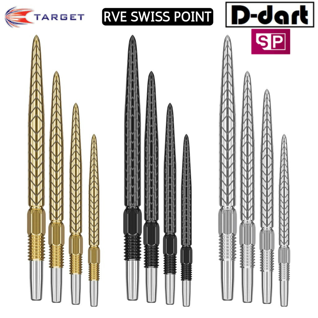 TARGET Dart Point - SWISS RVE POINT BLACK/GOLD/SILVER REPLACEMENT STEEL ...