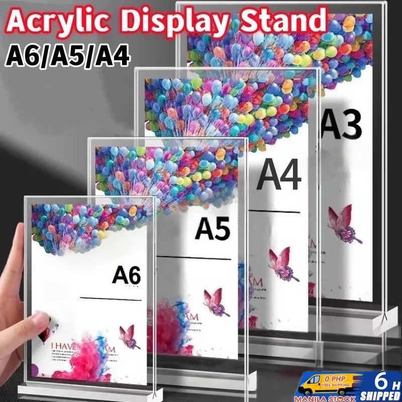 A5 Acrylic T-Shape Display Stand Transparent Picture Frame Bracket T ...