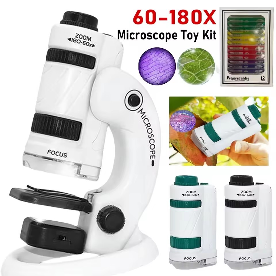 Kid's Portable Mini Microscope Toys Science Experiment Set Educational ...
