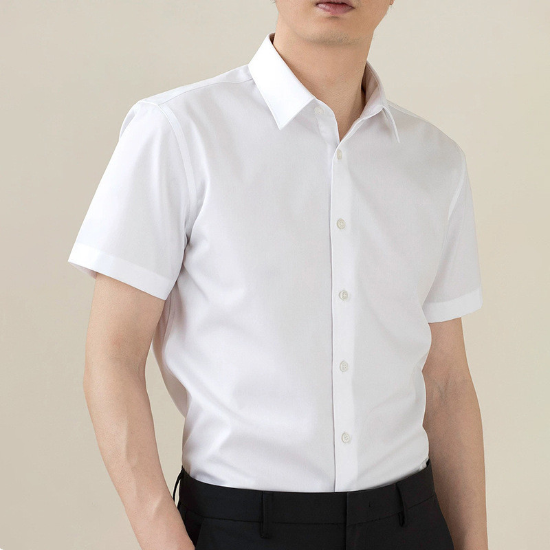 Summer Short-Sleeved White Shirt Men's Non-Iron Anti-Wrinkle