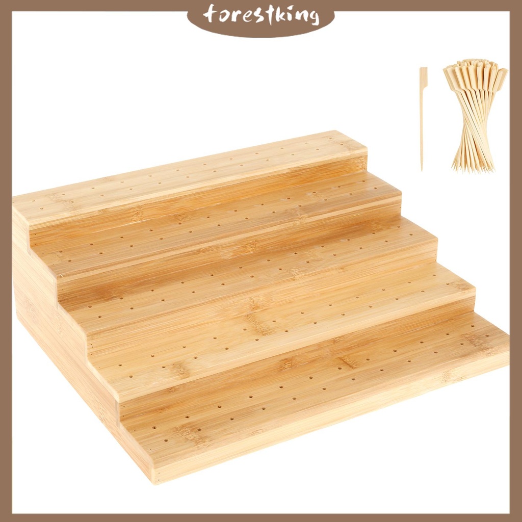 5 Tier Bamboo Party Food Display Rack with 120 Holes Enduring Appetizer ...