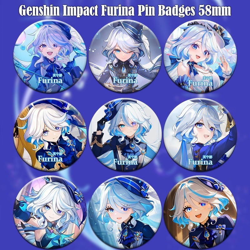 Lencana Butang Pin Genshin Impact Furina Fontaine Character Pin Button ...