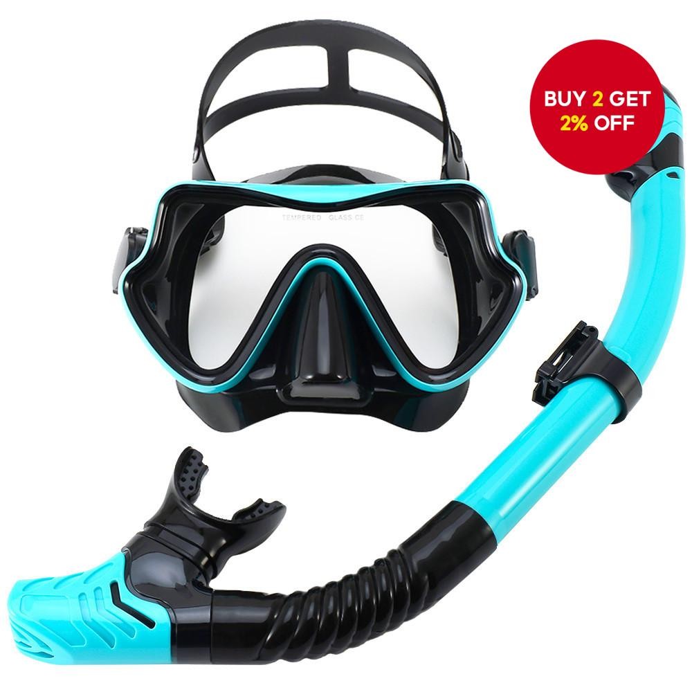 Anti-Fog Scuba Mask & Snorkel Set, Adult Silicone Skirt Diving Goggles ...