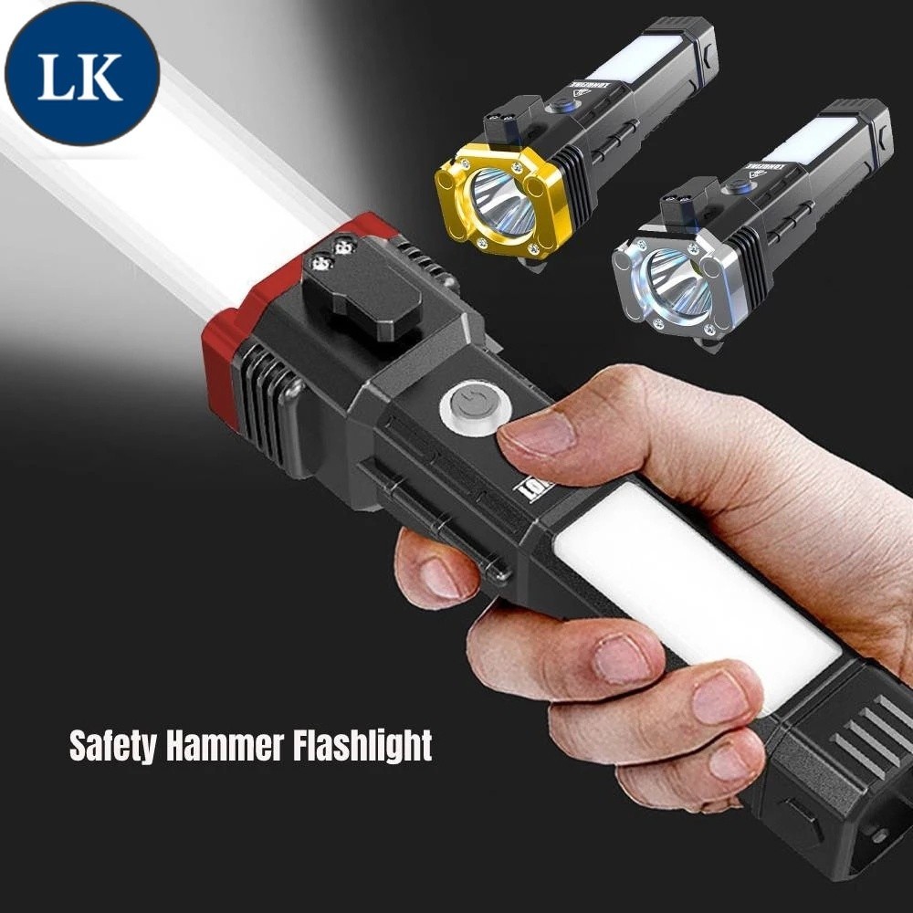 LK Car Safety Hammer LED Flashlight Multifunctional Charging Power Work ...