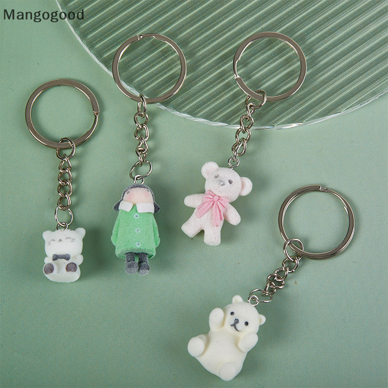 Mangogood 1PC 3D Cartoon Flocking Bear Keychain Bear Key Ring Animal ...