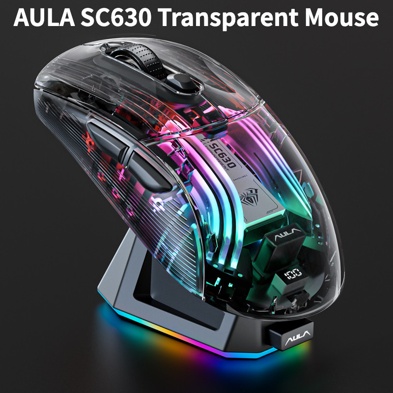 AULA SC630 SC630PRO Transparent Wireless Mouse Wired 2.4G Wireless ...