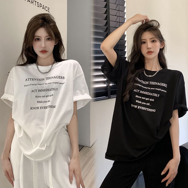 Korean style Women Tshirt Loose Short Sleeve -pattern plus size Top ...