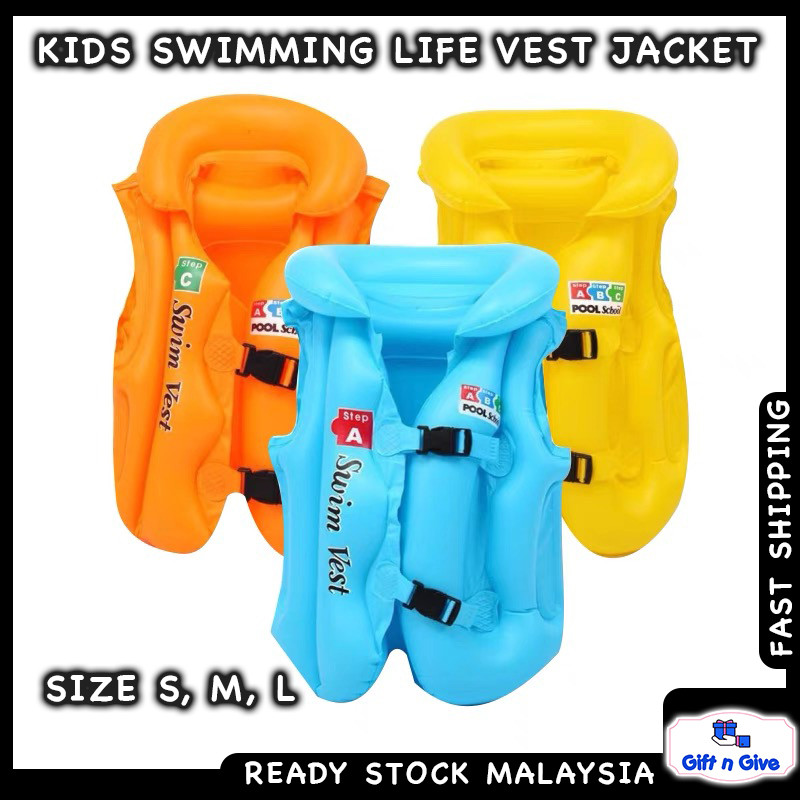 Kids Swimming Life Vest Jacket Inflatable Swimsuit Floatable Swim Pool ...