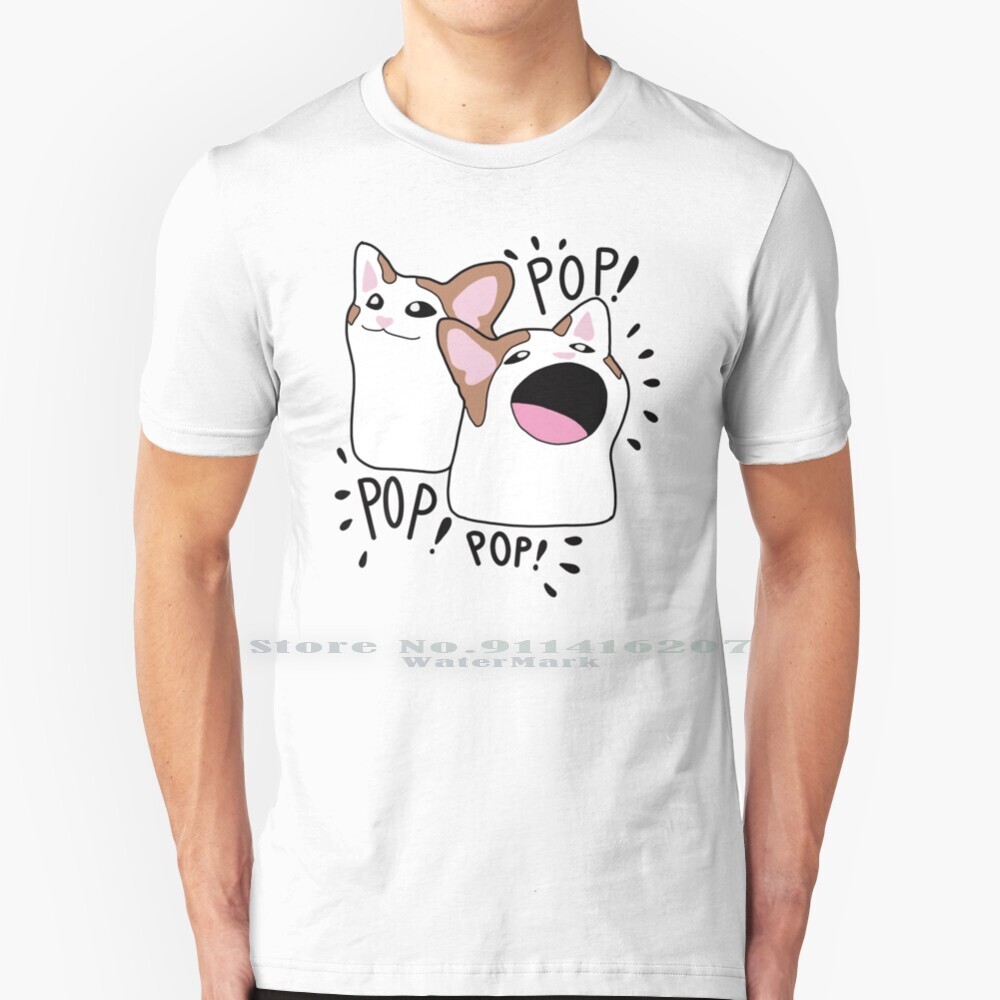 Popping Cat T Shirt 100% Pure Cotton Cat Meme Cute Popping Cat Popping ...