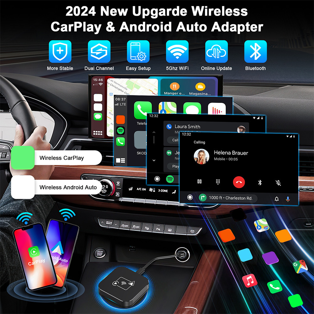 Wireless CarPlay & Android Auto Adapter Smart AI Box Wired To Wireless ...