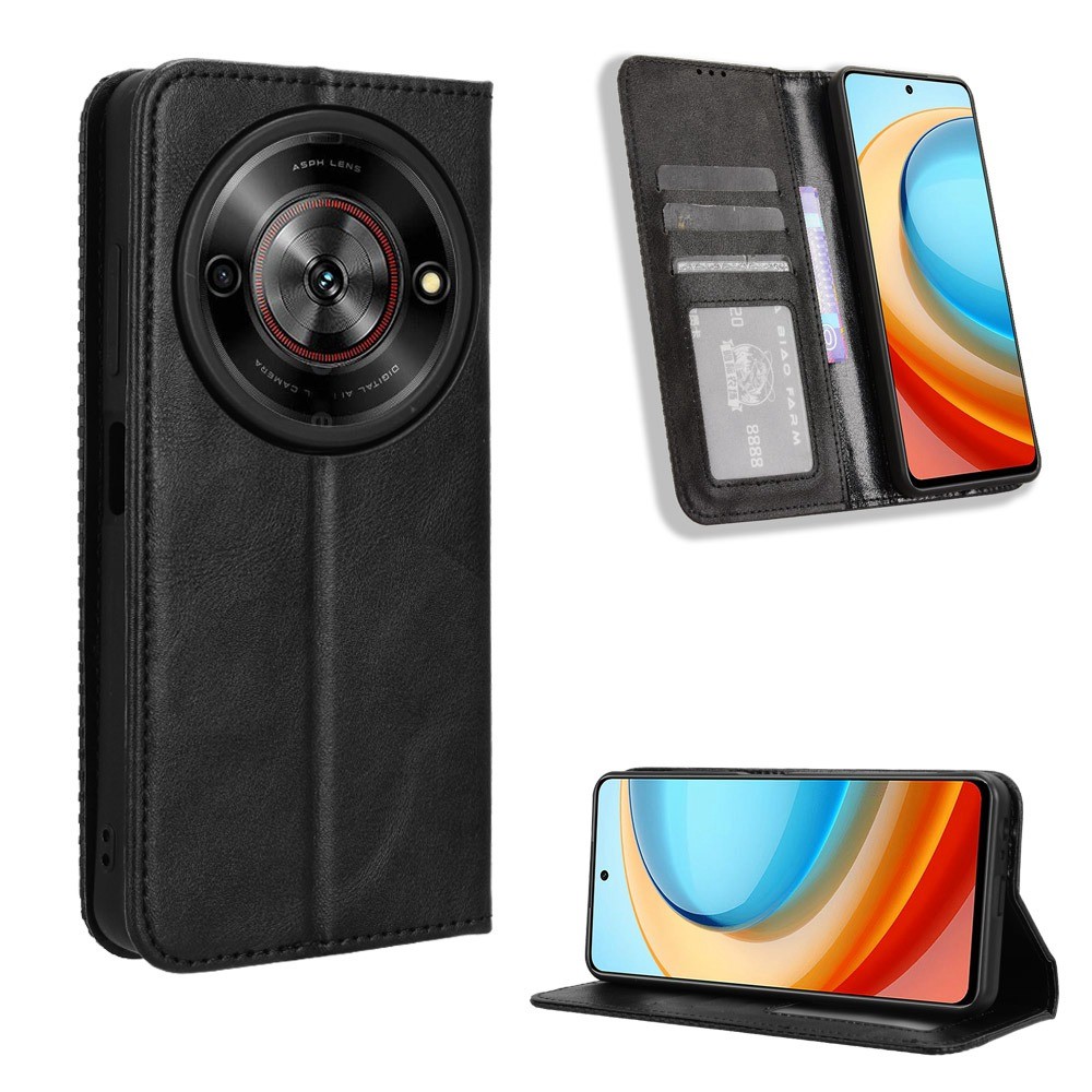 Casing ZTE Blade A75 5G Vintage Flip Cover Business Wallet