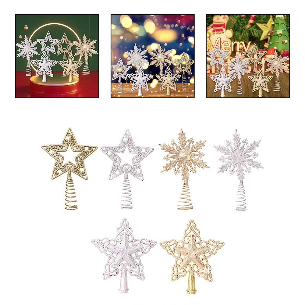 MIRT| Glitter Silver Gold Star Christmas Tree Top Topper Star ...