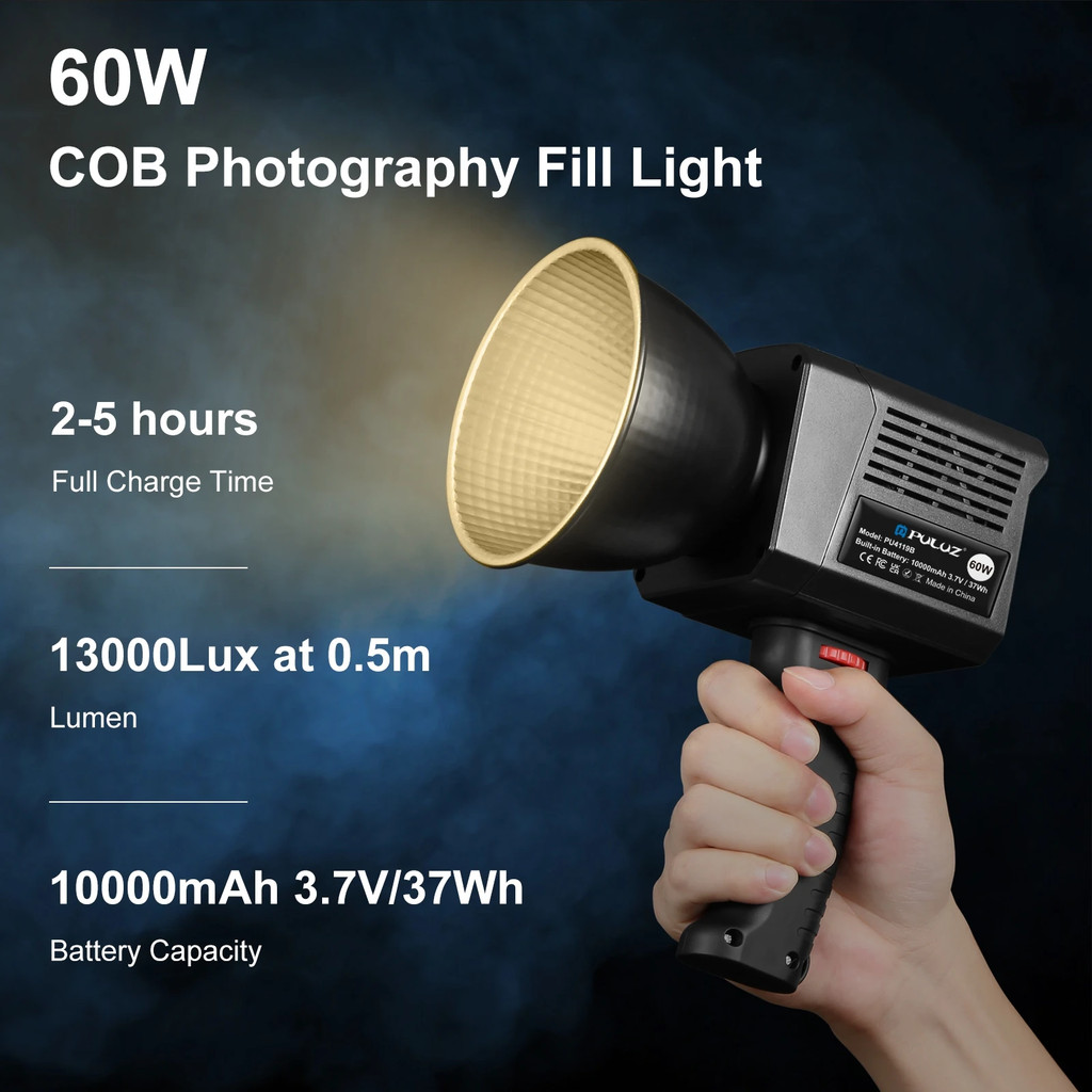 PULUZ 60W COB LED Video Light Handheld Fill Light 2500K-6500K Dual ...