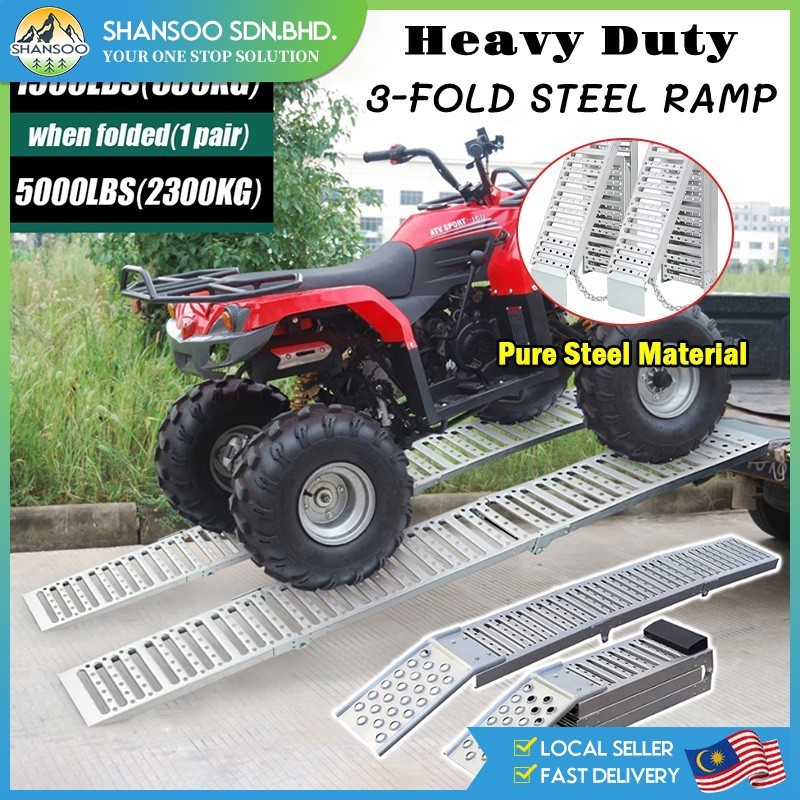 4×4 ATV Truck 3-Fold Steel Ramp Car Foldable Ramp Motorcycle Heavy Duty ...