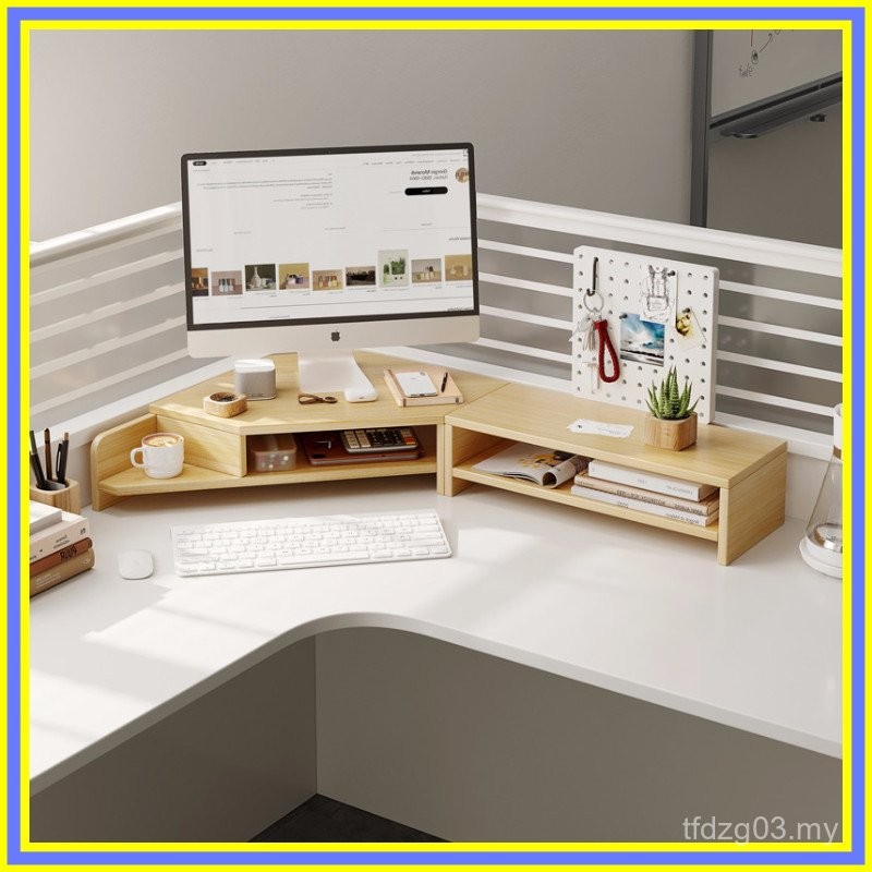 Desk Corner Shelf Computer Elevated Rack with Hole Board Desktop ...