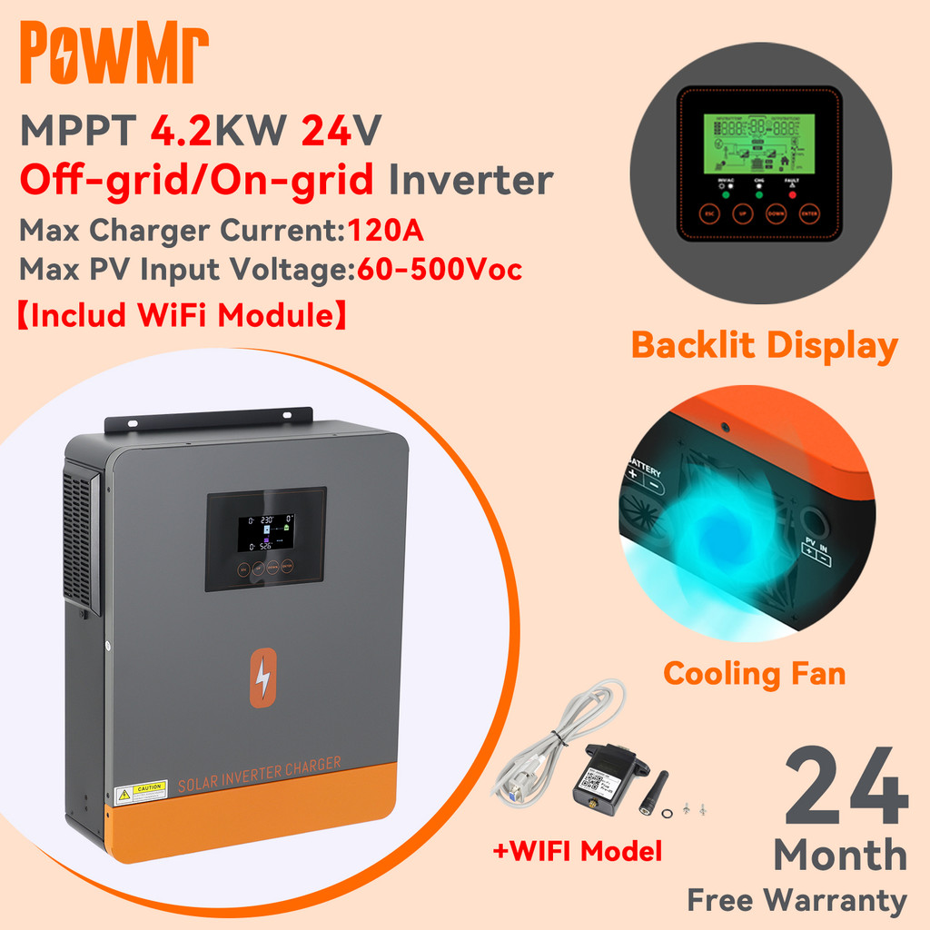 【With Wifi Modu】PowMr MPPT 4.2KW Off-Grid/On-Grid Pure Sine Wave Solar ...