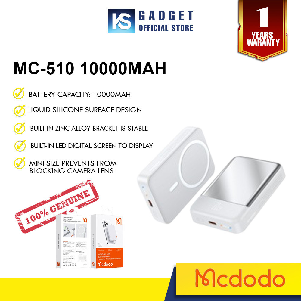 Mcdodo MC-510 10000mAh 20W Built-in Bracket Magnetic Wireless Power ...