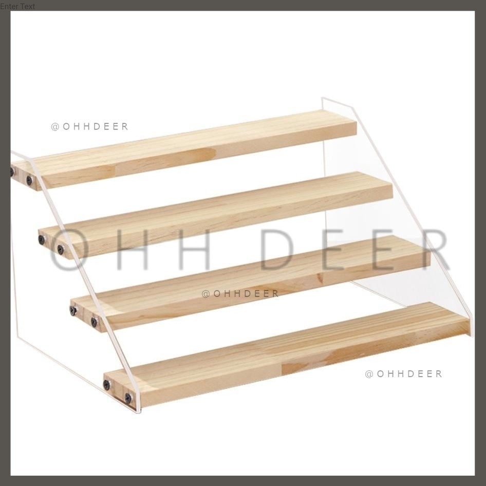 OHHDEER Wood Display Stand 2-5 Step Riser Shelves Wood Acrylic Storage ...