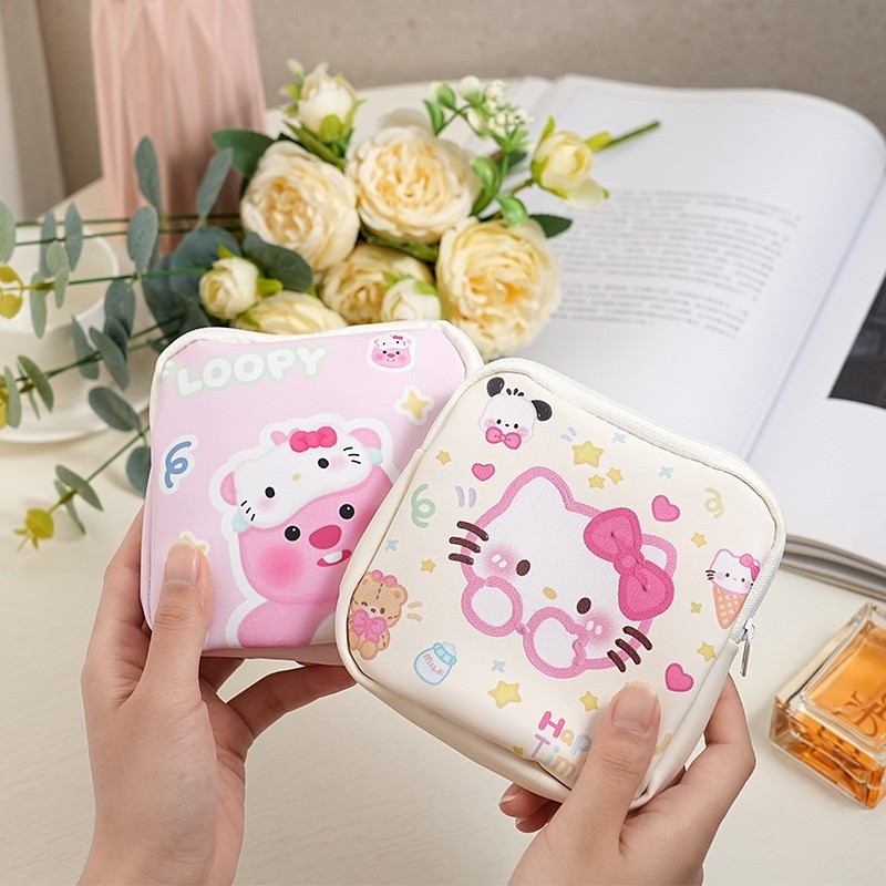 Sanrio Hello Kitty Sanitary Napkin Zipper Bag Coin Purse Anime Girl