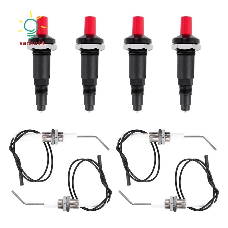 4 Pieces Propane Push-Type Piezo Igniter Kit with Threaded Ceramic ...