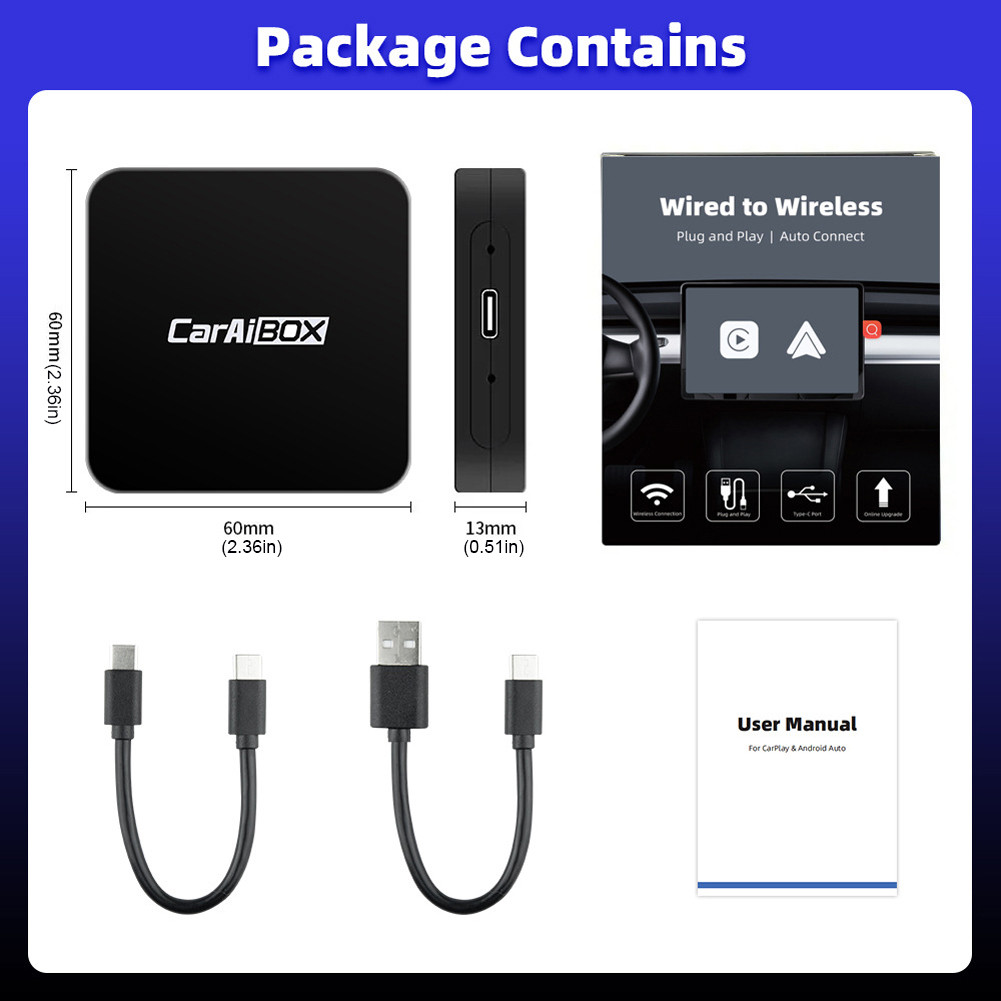 2 in 1 Wireless Apple Carplay Android Auto Adapter Mini USB & Type-C ...