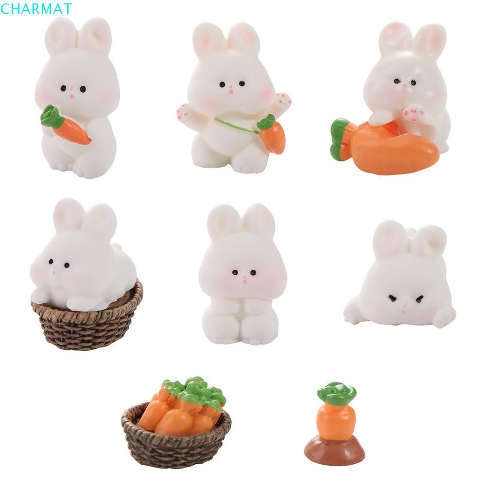 CHARMAT Bunny Miniature Figurines, Resin Cute Rabbit Micro Ornaments ...