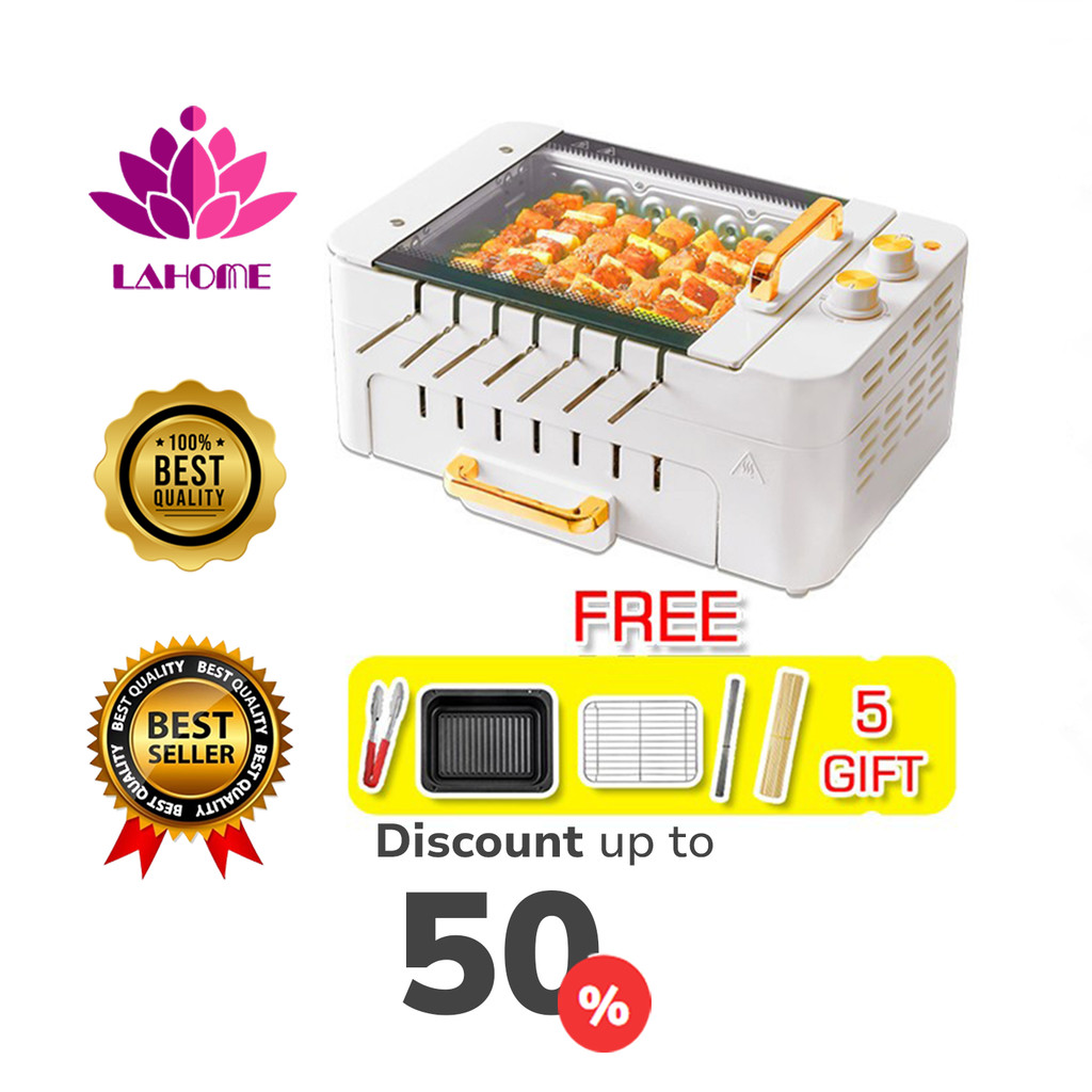 LAHOME Electric Korean BBQ Grill Griddle Smokeless Barbecue Kabob