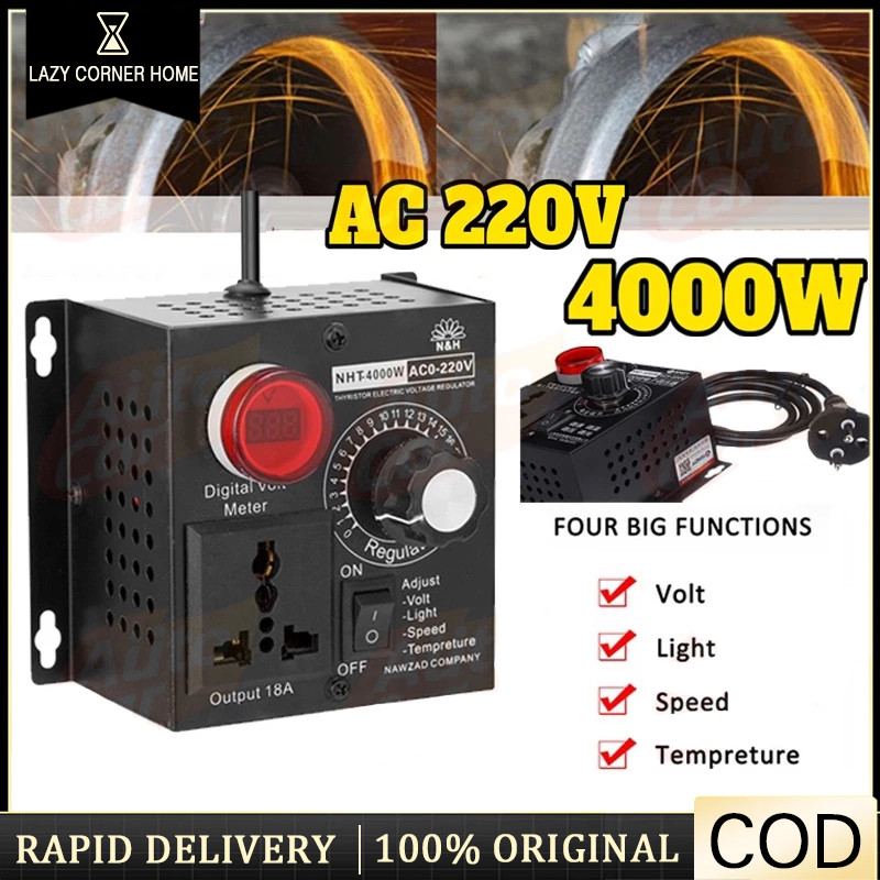 220V 4000W Motor Speed Controller Variable Speed Regulator LED Display ...