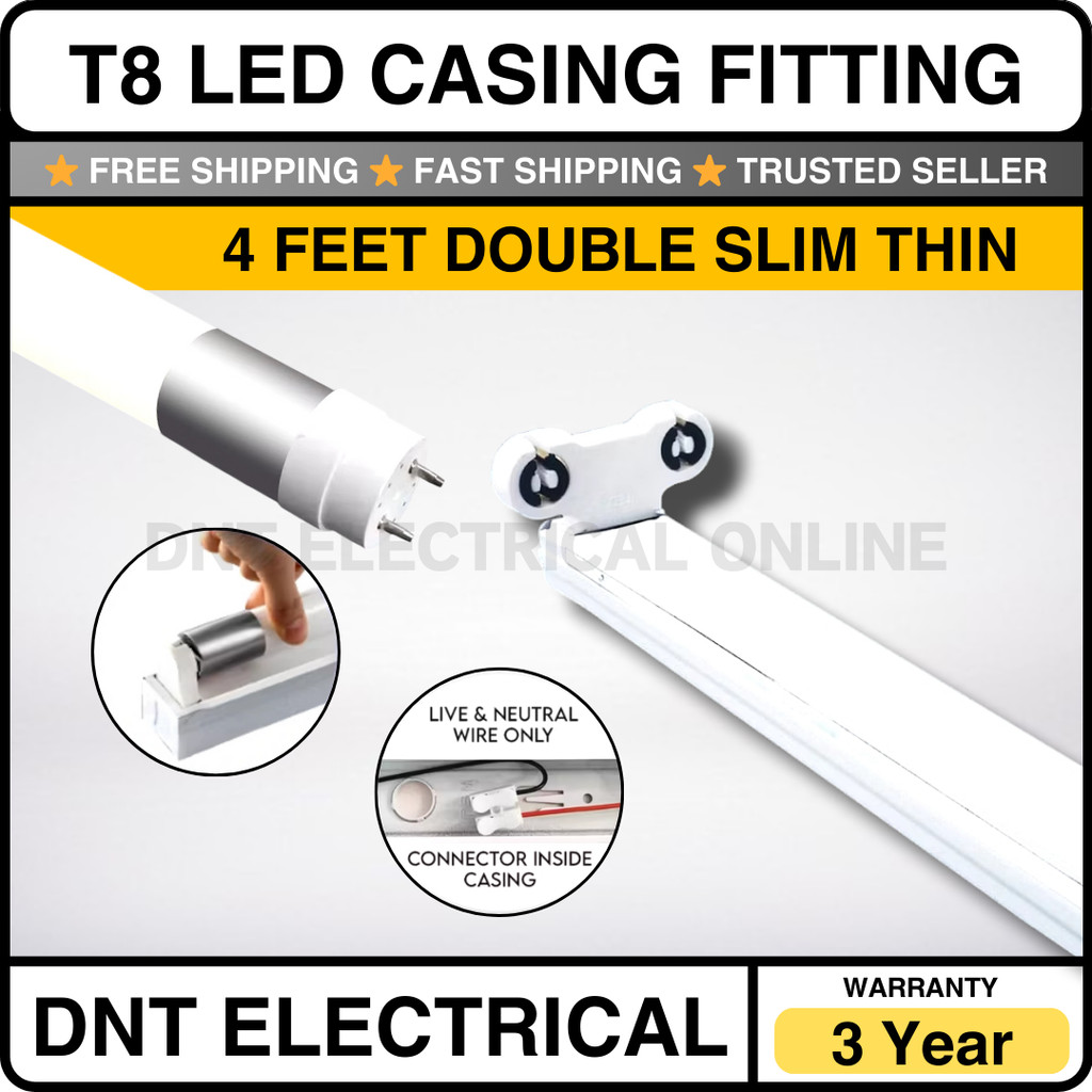4 Feet Double Slim Thin Casing - T8 LED Tube Lampu Siling Ceiling Light ...