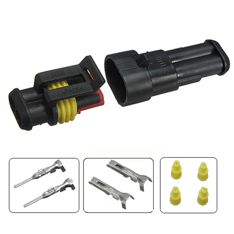 Car Part 2 Pin Way Sealed Waterproof Electrical Wire Auto Connector ...