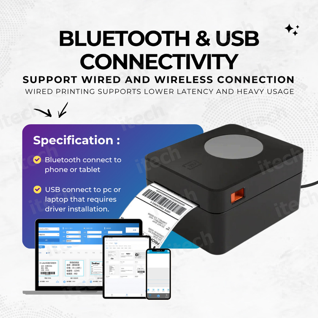 A6 Thermal Printer Waybill Airwaybill Bluetooth AWB Mesin Shipping ...