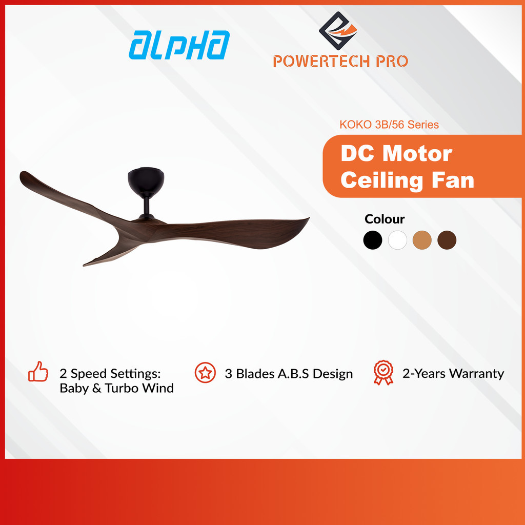 Alpha ALKOVA Ceiling Fan with DC Motor 7+2 Speed & 3 Blades KOKO ...