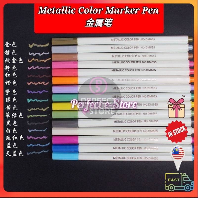 🔥ReadyStockIn🇲🇾 | Metallic Color Marker Pen Writing Drawing Craft Pen ...
