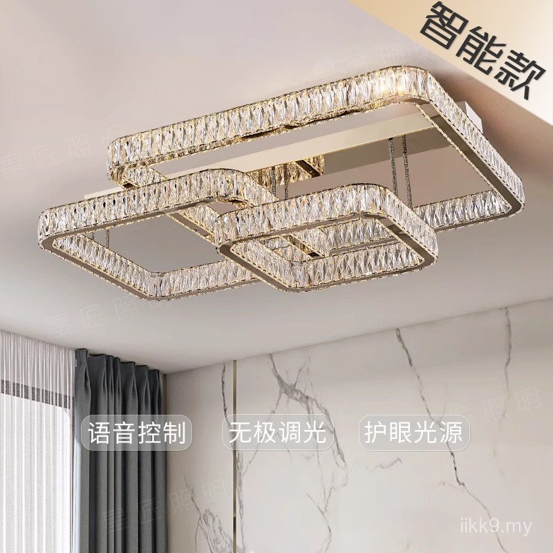 Lampu siling kristal mewah ringan led lampu ruang tamu moden, sederhana ...