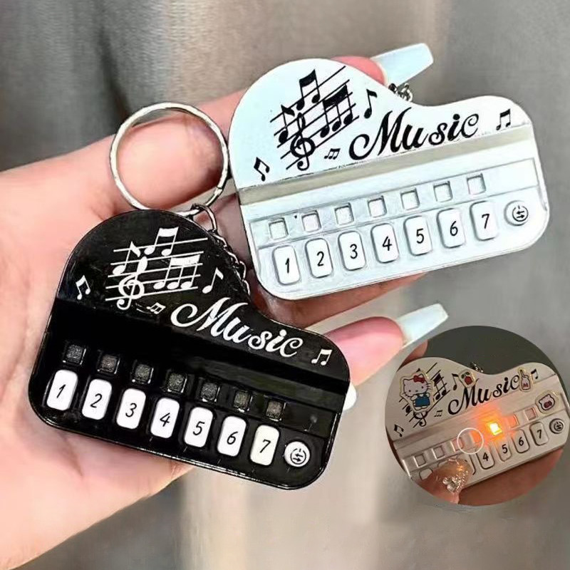 Creative Piano Keychain Music Electronic Keyboard Keyring with Light ...