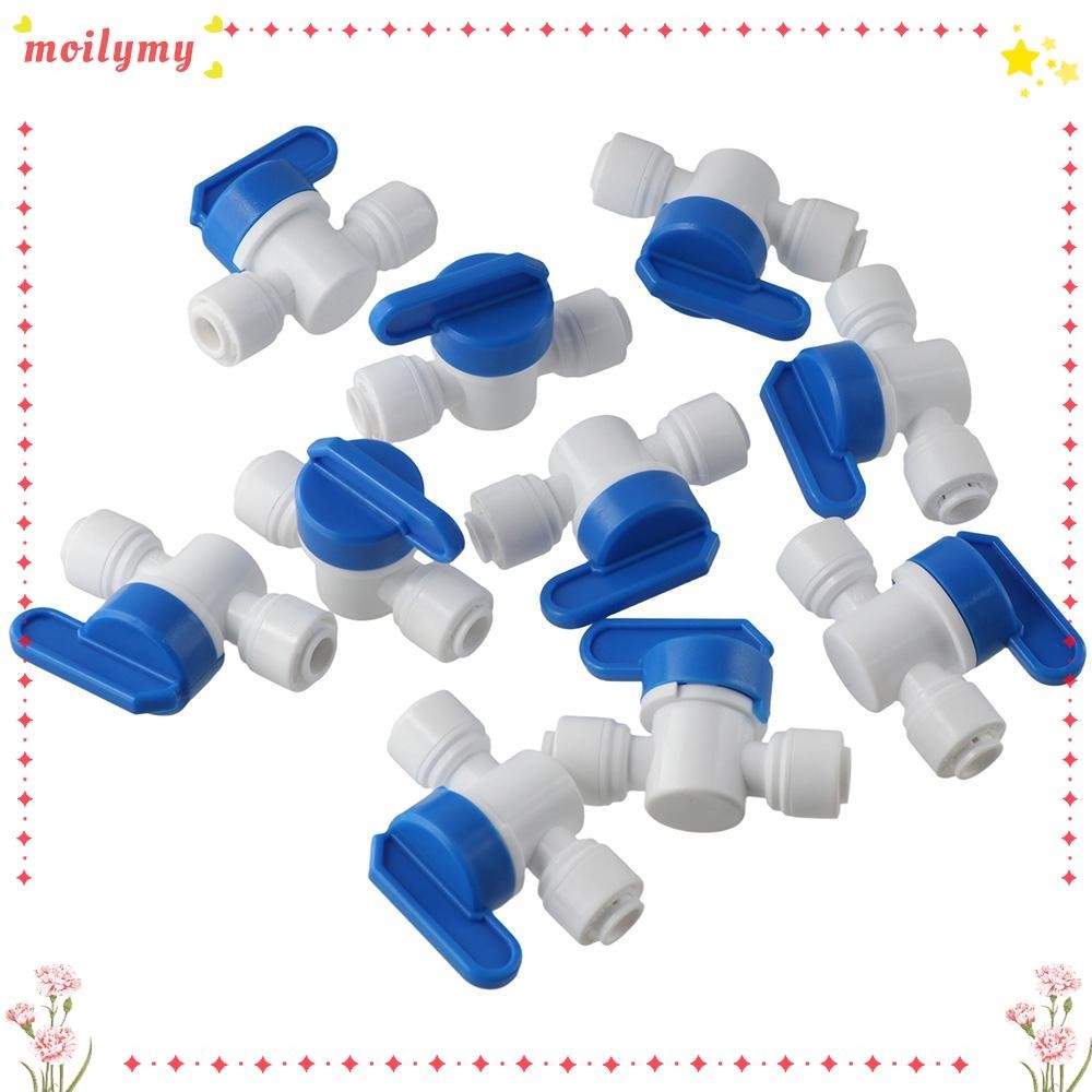 MOILYMY 10pcs Inline Shut Ball Valve, RODI System White & Blue Ball ...