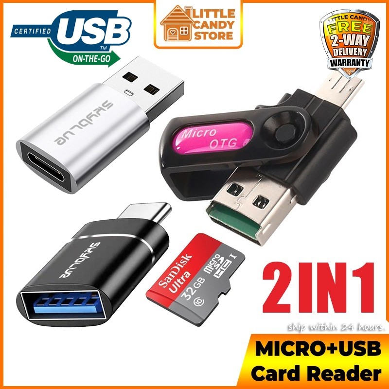 High Speed 2in1 OTG TYPE-C / Micro OTG Card Reader USB Mini Micro SD ...