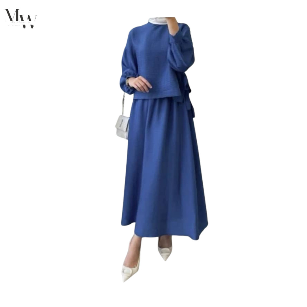 MURAHWHOLESALE SET HELENA 2 IN 1 BAJU SKIRT IRONLESS SETWEAR | Shopee ...