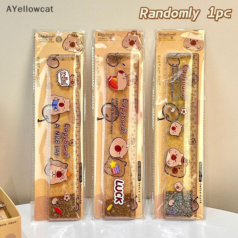 AY Cartoon Lovely Capybara Flowing Sand Ruler Cute Plastic Straightedge ...