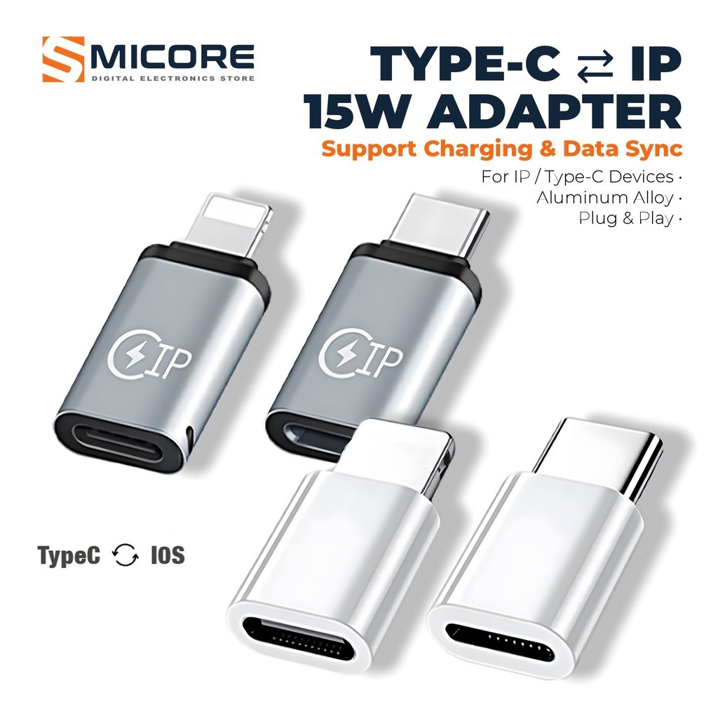 Type-C to iOS Adapter 15W Fast Charging Aluminum Data Transfer Support ...