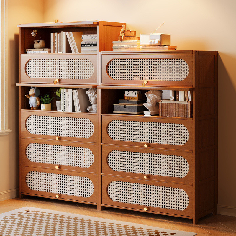 Entrance Bookcase Storage Large-Capacity Retro Shelf Entrance Cabinet ...